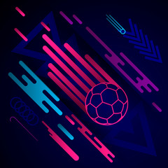Cool modern image with soccer ball going in right direction.