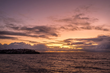 sunrise, ocean and clouds