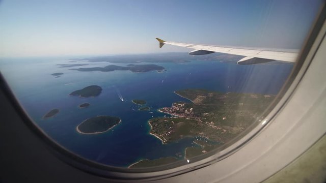 Plane aerial view of Croatian islands. Summer vacation in Split, Croatia. Vacation summer destination in Europe.