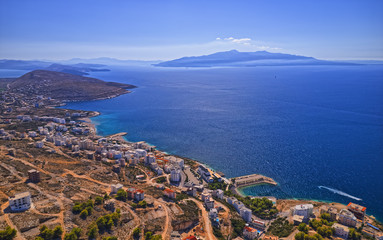 Panorama of Sarande coastal town in Albania