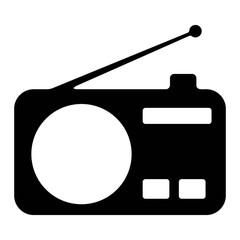 Vintage Radio icon illustration on white background. Listening to news, music. Retro Multimedia sign.