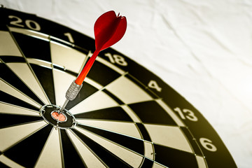 Background with symbol concept of business success achievement focus with red dart game aim and hit...