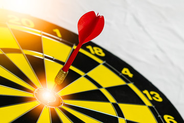 Background with symbol concept of business success achievement focus with red dart game aim and hit...