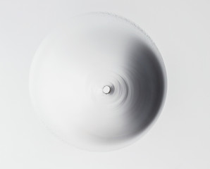 Round hole in glass on white background.
