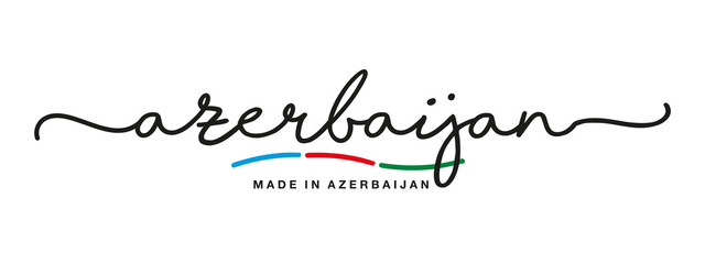 Made in Azerbaijan handwritten calligraphic lettering logo sticker flag ribbon banner