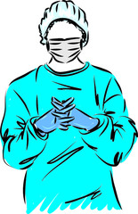 doctor with mask front view vector illustration