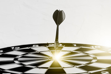Background with symbol concept of business success achievement focus with red dart game aim and hit...