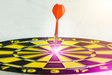 Background with symbol concept of business success achievement focus with red dart game aim and hit...