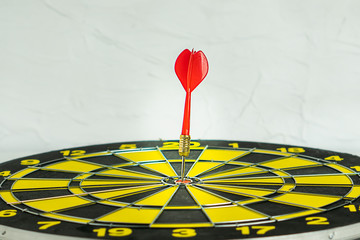 Background with symbol concept of business success achievement focus with red dart game aim and hit...