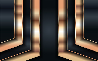 Luxury dark navy background with golden lines and abstract shape.