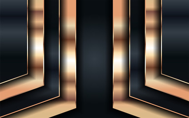 Luxury dark navy background with golden lines and abstract shape.