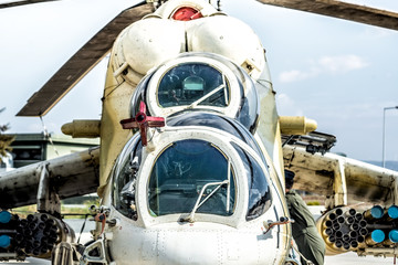 Front view of heavy multi-purpose military helicopter