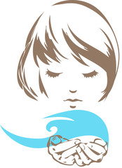 A girl washing  her face and hands