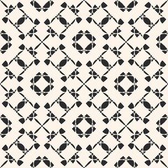 Vector ornament seamless pattern. Black and white repeat ornamental texture, oriental style, traditional motif. Abstract mosaic background. Elegant geometric design for prints, fabric, textile, decor