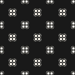 Abstract geometric seamless pattern. Vector black and white ornamental background. Elegant abstract ornament in oriental style, floral motif. Subtle monochrome texture. Dark repeat stylish design