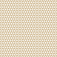 Vector golden seamless pattern with chains, curved shapes. White and gold luxury abstract background. Elegant ornamental texture. Subtle design for decor, fabric, prints, textile, carpet, gift paper