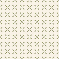 Green vector geometric seamless pattern. Summer abstract texture with floral shapes, crosses, simple figures, repeat tiles. Fresh organic theme background. Design for decor, prints, fabric, wrapping