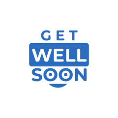 Get Well soon typography in blue color