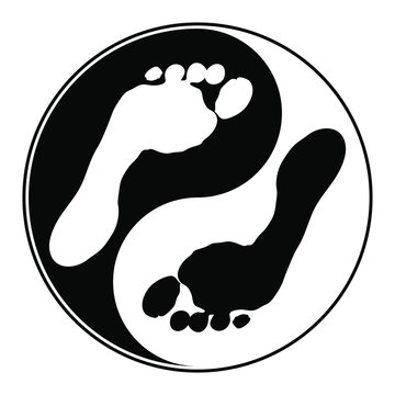 black and white footprint symbol / yin yang