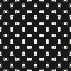 Vector minimal seamless pattern. Simple black and white geometric texture with squares, ovate shapes. Abstract minimalist monochrome background. Stylish dark design for decor, textile, fabric, cloth
