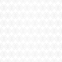 Vector silver lines seamless pattern. Delicate geometric texture with grid, rhombuses, diamonds, thin linear shapes. Abstract white and gray graphic background. Art deco style ornament. Repeat design