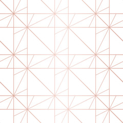Rose gold pattern. Vector geometric lines seamless texture. Golden ornament with delicate grid, lattice, net, squares. Abstract luxury graphic background. Metallic copper lines. Premium repeat design