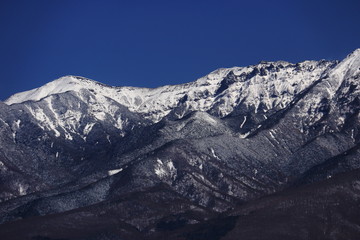 Fototapeta na wymiar 入笠山から　冬の八ヶ岳連峰　硫黄岳と横岳