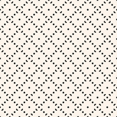 Simple minimalist vector seamless pattern. Abstract black and white geometric texture. Subtle minimal background with small floral shapes, diamonds, arrows, dots, grid. Repeat monochrome geo design