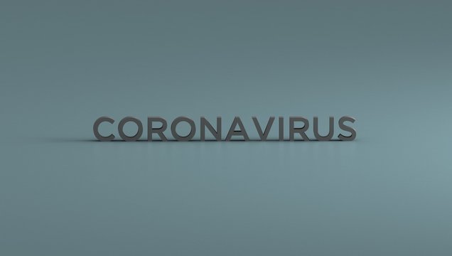 Inscription coronavirus text background. COVID-19 3d rendering. Coronavirus outbreak background.