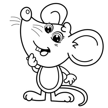 Coloring Page Outline of cartoon mouse. Coloring book for kids.