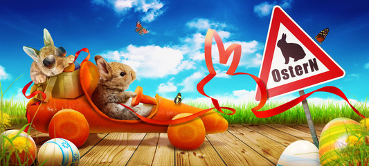 Osterhase unterwegs zum Osterfest!