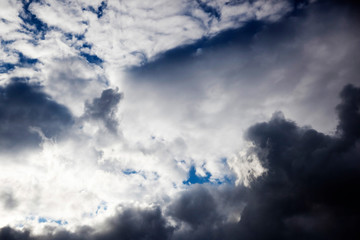 Puffy White Clouds on Blue Sky Overlay