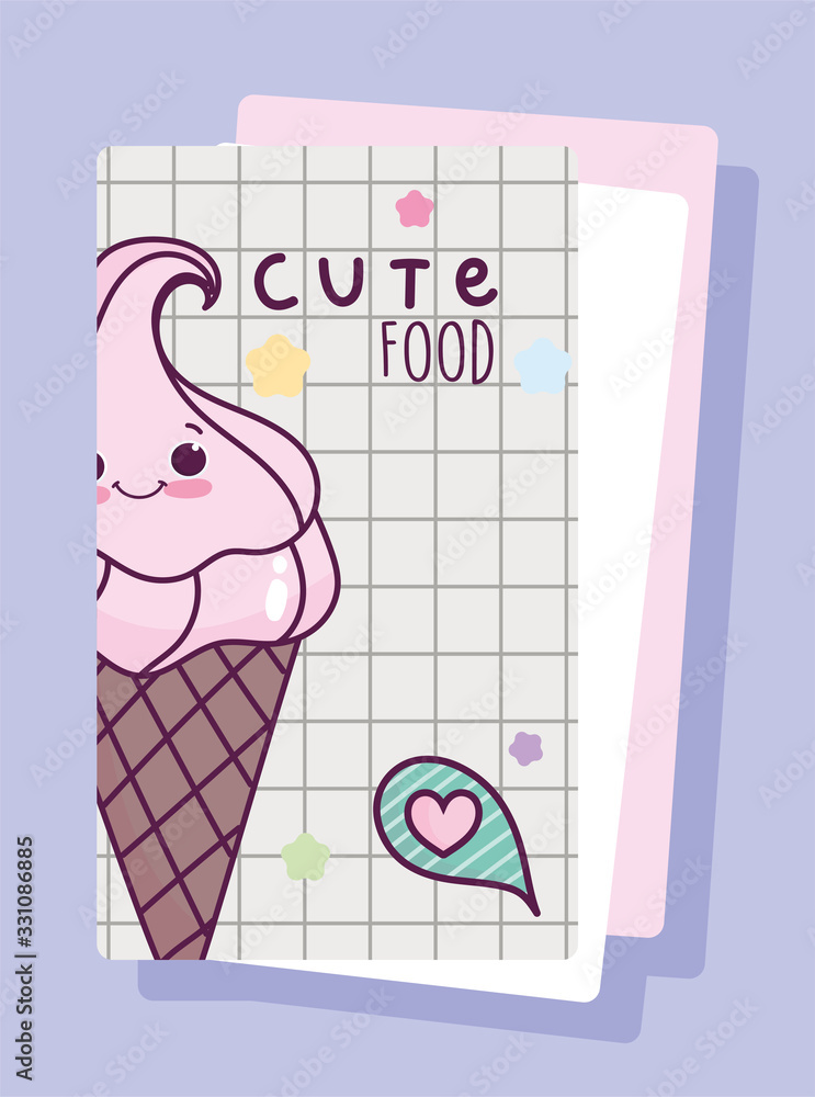 Poster food cute ice cream cone love paper drawing cartoon