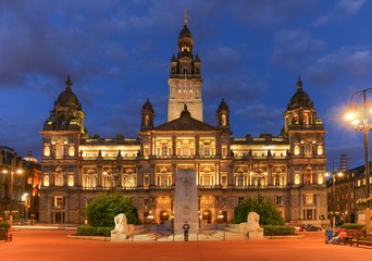 George Square City Hall Glasgow at night
