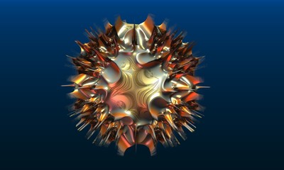 Abstract image of a virus cell, macro, closeup. 3d rendering