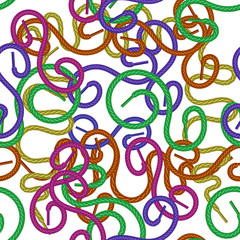 Colored Shoelace Seamless Pattern on White Background.