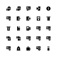 Set of Payment, wallet, debit, credit card glyph style icon - vector