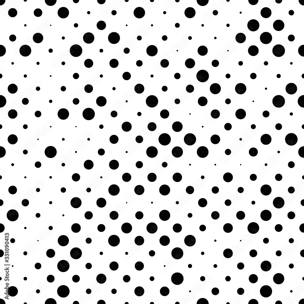 Poster seamless polka dot pattern. black dots in random sizes on white background. vector illustration