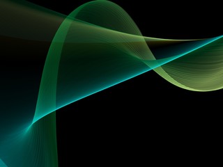 Abstract illustration of movements of different waves and dark background