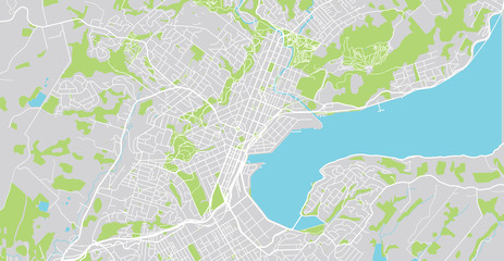 Urban vector city map of Dunedin, New Zealand