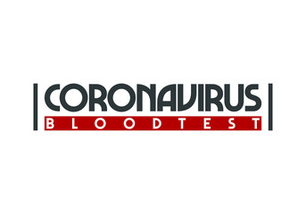 Coronavirus blood test word mark logo, Coronavirus (Covid-19). Stop Coronavirus