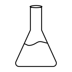 Erlenmeyer flask with chemical substance. Vector illustration in black and white. Icon for websites or mobile applications.