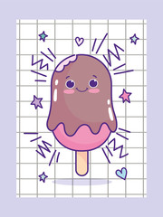 food cute drawing ice cream in stick cartoon
