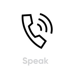 Speak phone. Editable line vector.