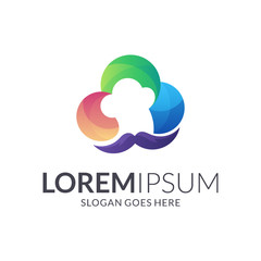 chef hat colorful logo design, restaurant and culinary food business logo template