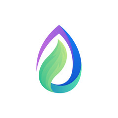 Water drop leaf logo design, nature and environment logo element.