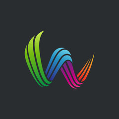 letter W colorful stripes logo design, creative initial letter w logo template for business company and brand identity