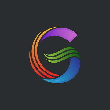 letter G colorful stripes logo design, creative initial letter g logo template for business company and brand identity