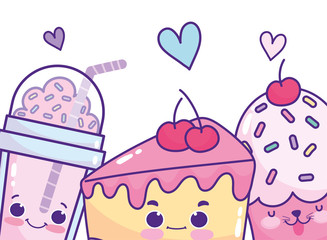 food cute frappe cake and cupcake lovely cartoon