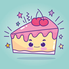 food cute cake with cherries cartoon